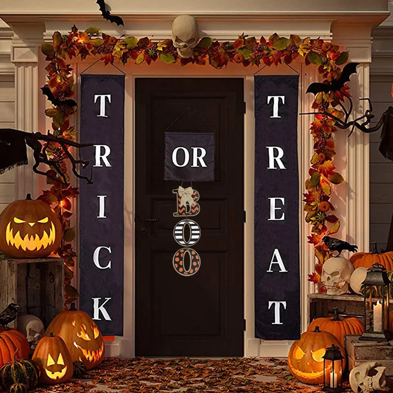 

Halloween Door Hanging Signs BOO Wooden Letter Board Plaque Pendant for Halloween Party Home Decor Bar Wood Crafts Horror Props