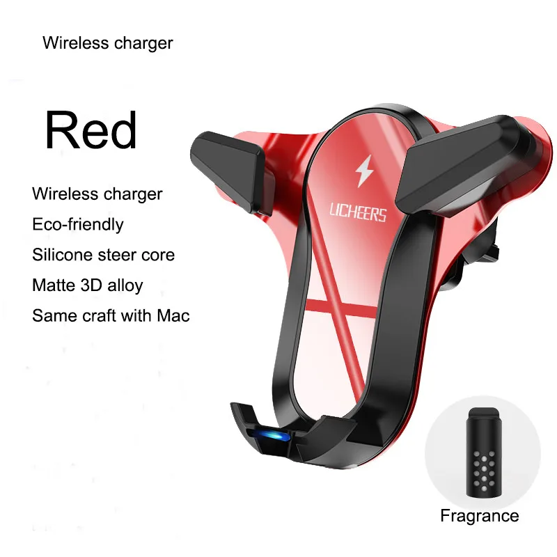 Charging Type Red 10 Вт Qi беспроводной держатель для автомобильного зарядного устройства для iPhone XS X 8 Быстрая зарядка для автомобильный держ - Тип штекера: Charging Type Red