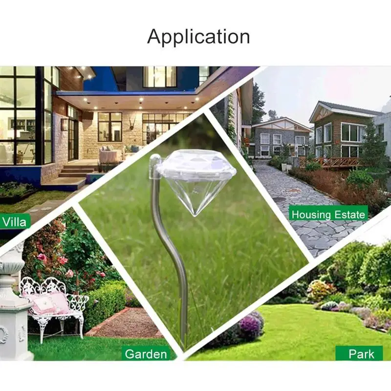 

4pcs Solar Lawn Light Waterproof Diamond LED Fence Light Fairy Lantern Stake Landscape Night Lights for Yard Garden Outdoor