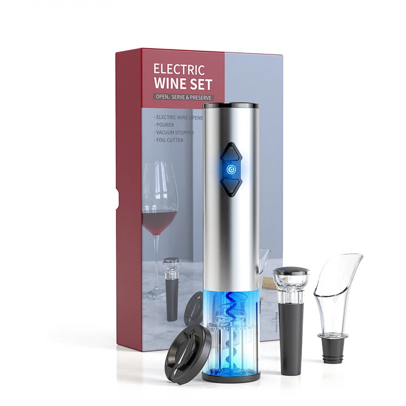 dry cell type electric wine bottle opener corkscrew foil cutter set automatic bottle opener for wine kitchen gadgets can opener free global shipping