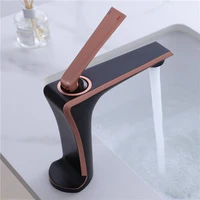 bathroom basin faucets brass sink mixer taps hot cold single handle deck mounted lavatory crane new arrival rose gold black