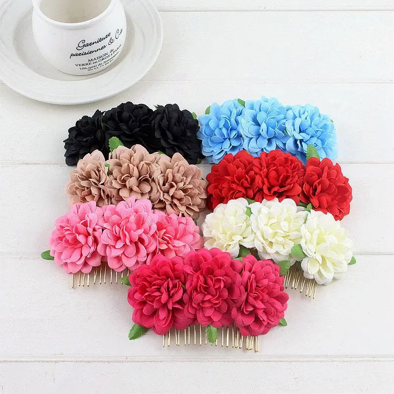 

New European and American fashion headwear three simulated Flowers Hair Comb