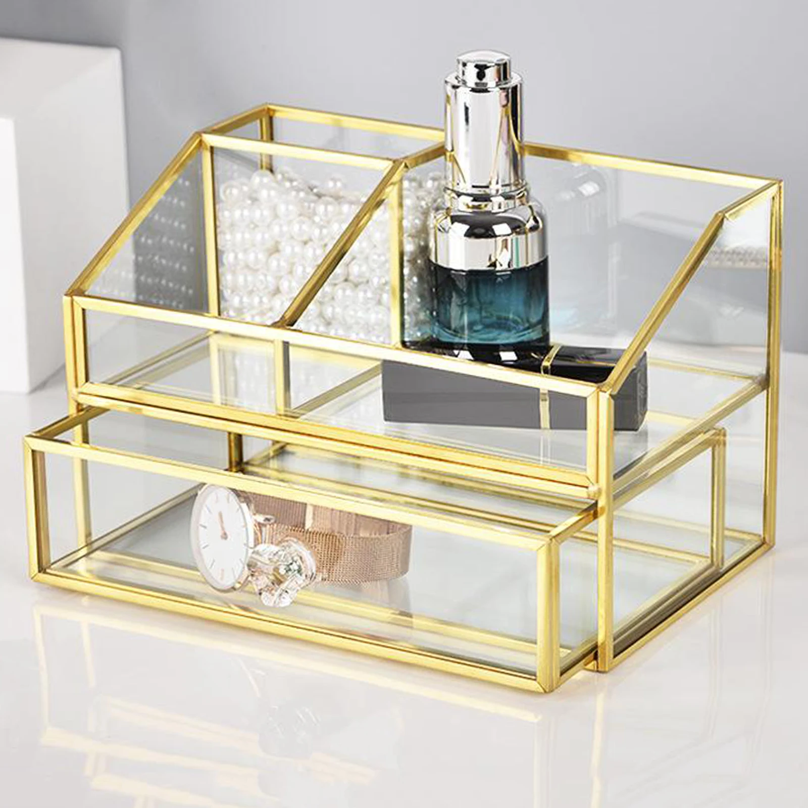 

Cosmetics Storage Display Case ,Cosmetic Organizer,Glass Makeup Storage,Lipstick Organizer,for Dressing Table, Birthday