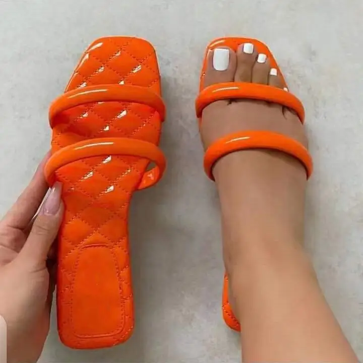 

Summer Women New Solid Color Double Ring Home Flat Heel Set Foot Leisure All-match Fashion Outdoor Beach Sandals/slippers