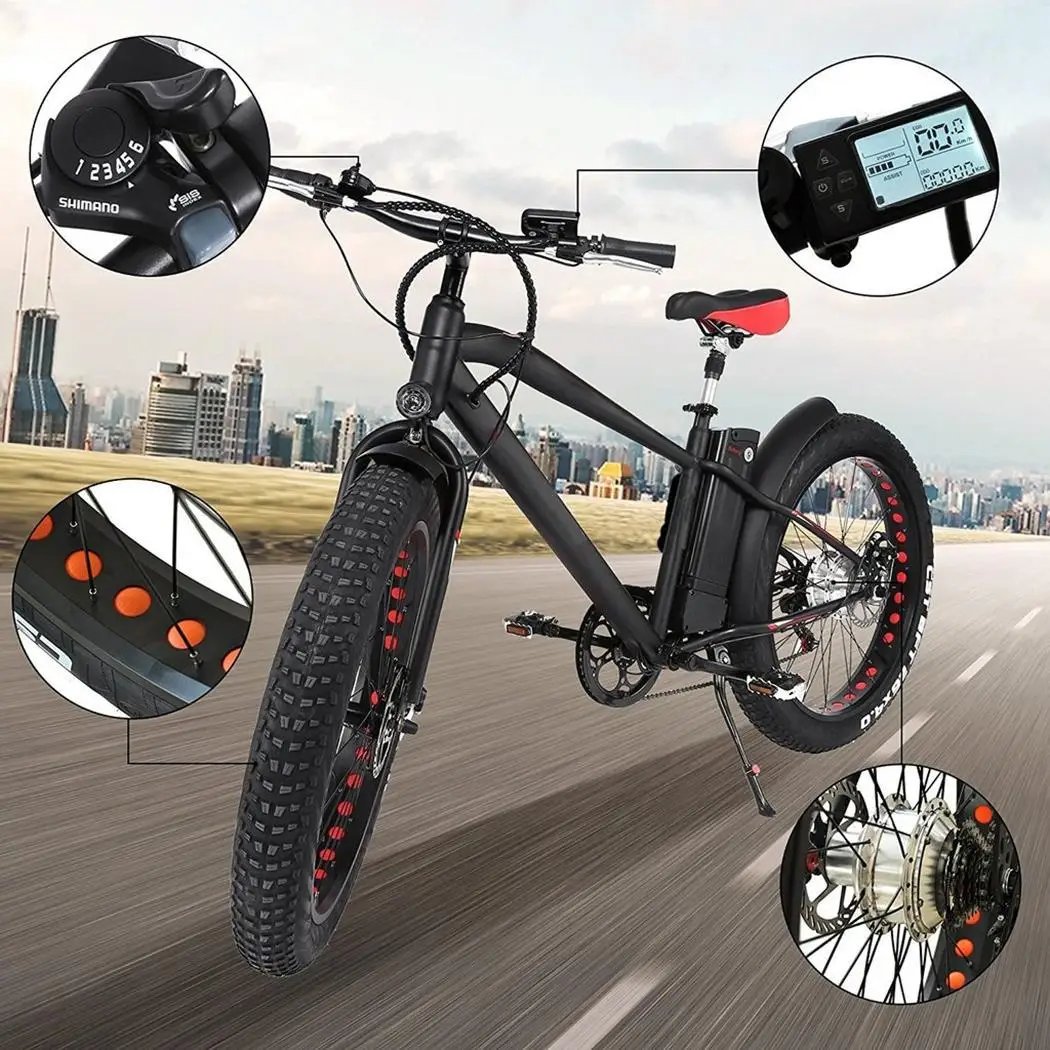 26inch High Carbon Steel Frame Bicycle Electric 25 miles Bike 26&quotx4&quot Fat Tire 250Lbs US 6-speed-gears Plug | Спорт и