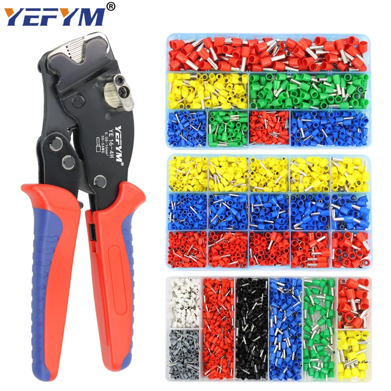 

350-2000 шт., трубчатые клеммы, набор инструментов для фотографий YE 16-4H 0,08-16 мм2, 30-5AWG, плоскогубцы, Электрический зажим YEFYM