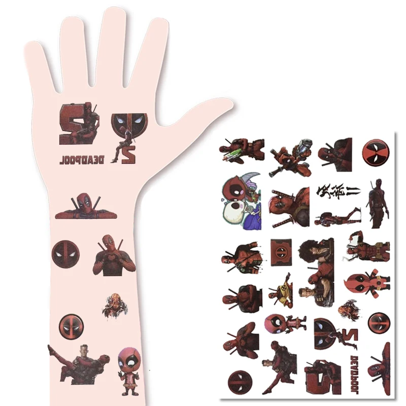 Фильма Дэдпул Рубашки Disney наклейки для временных татуировок ребенка временные