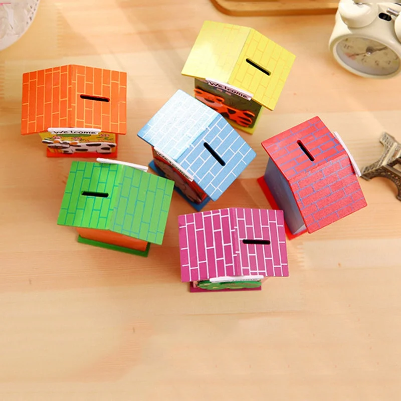 Деревянные детские банковские игрушки в форме домика копилки для детей монет