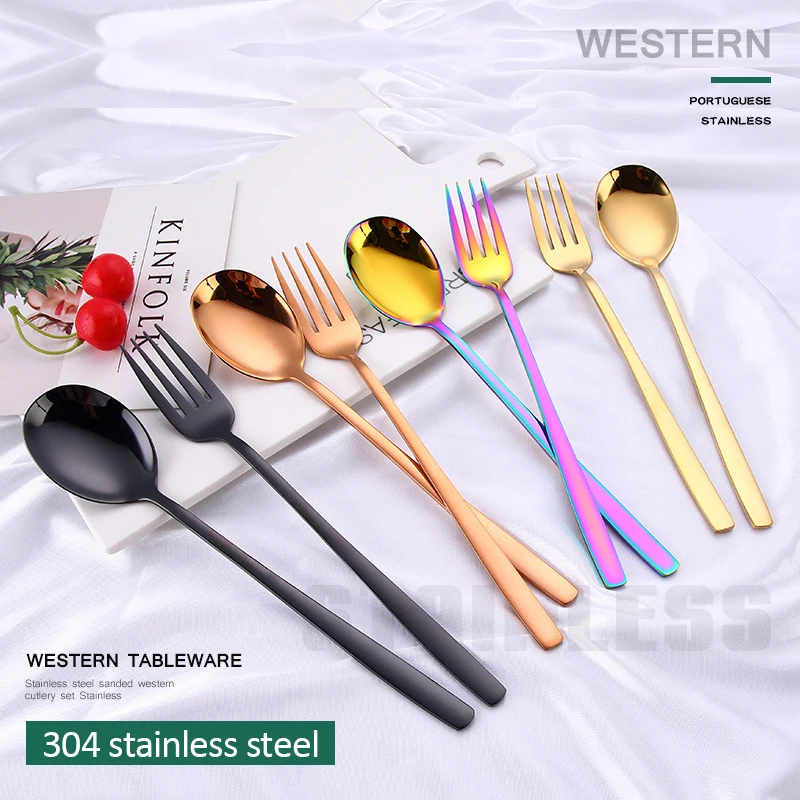 Набор столовых приборов из нержавеющей стали 304 вилка ложка корейский красочный