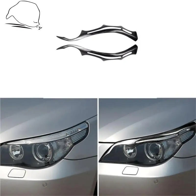 

For BMW E60 5 Series 2004-2010 Carbon Fiber Car Sticker Headlights Eyebrow Eyelids Cover Car Styling Trim