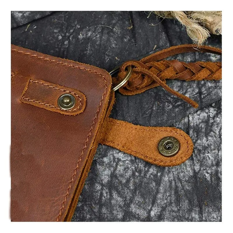 Ретро Для Мужчин's кожаные длинные Анти кражи кошелька мужчин кольцо для ключей