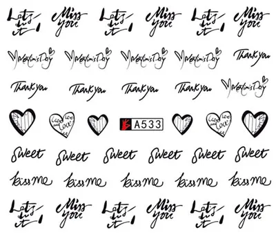 

Наклейка для ногтей художественное украшение английская буква сердце слайдер клейкая переводная картинка переводки маникюрный лак аксесс...