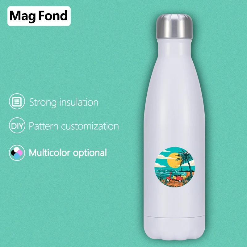 

summer sea 500ML Stainless Steel Water Bottle Double-Wall Vacuum Flask BPA Thermos for Sport Hiking Coffe Keep Hot/Cold Bowling