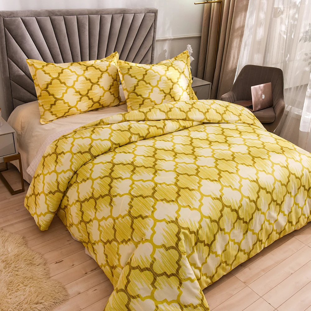 

Bedding Set Beauty Duvet Cove Pillowcases Double Queen King Bed Linen Set yellow green grey pink 2/3 pieces