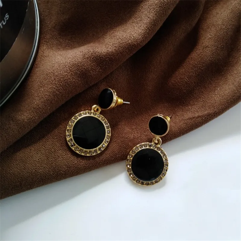 

Big Round Stud Earrings For Women Black Oil Jewelry Statement Love Stud Earring Gifts For Girlfriends