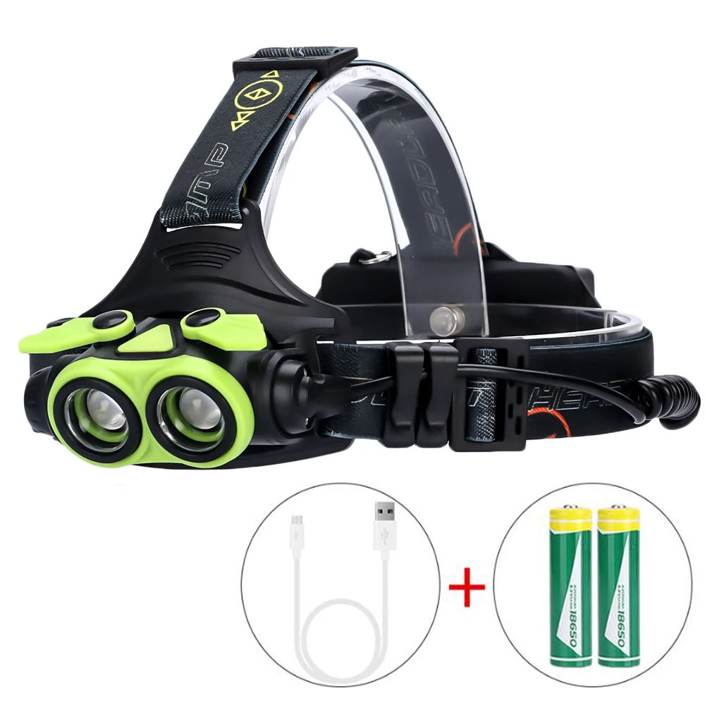 Налобный фонарь с 4 режимами налобный аккумулятором T6 18650 светодиодный зумом