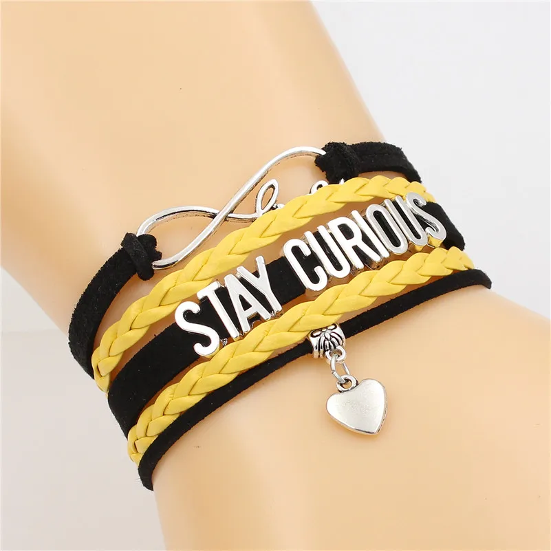 STAY CURIOUS Infinity Love Cute Heart Charm Multi-layer Bracelet Handmade Leather Bracelets PUNK Jewelry for Men&ampWomen | Украшения и