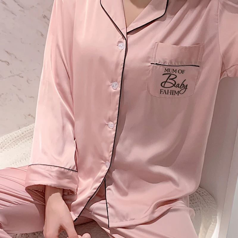 Комплект женский атласный с длинным рукавом пижама для невесты подружки