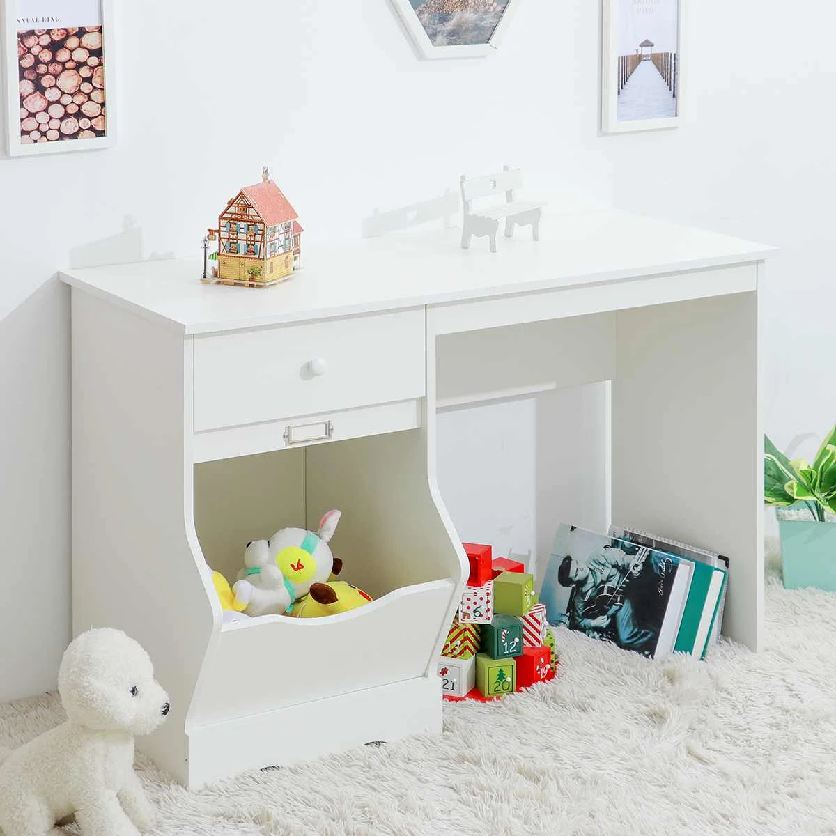 

Большая распродажа, стол для детской спальни, кабинета, письменный стол для детей, Детский органайзер для игрушек для малышей, белый стол 41,...