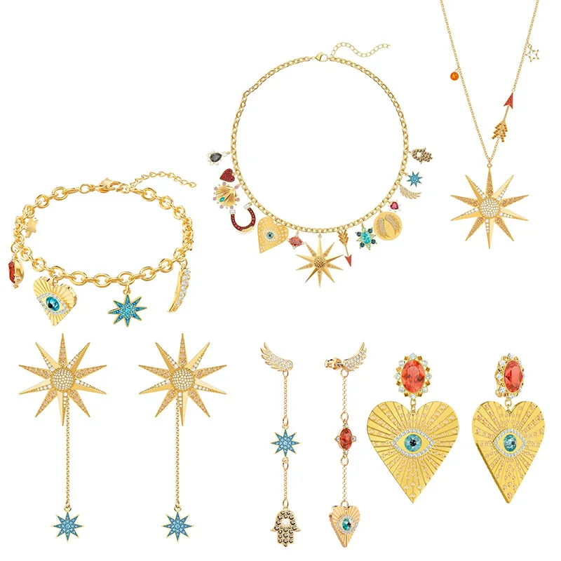 

swa Fashion Ladies Jewelry LUCKY GODDESS Series Jewelry Set Lady Earring Necklace and Bracelet Fashion Jewelry