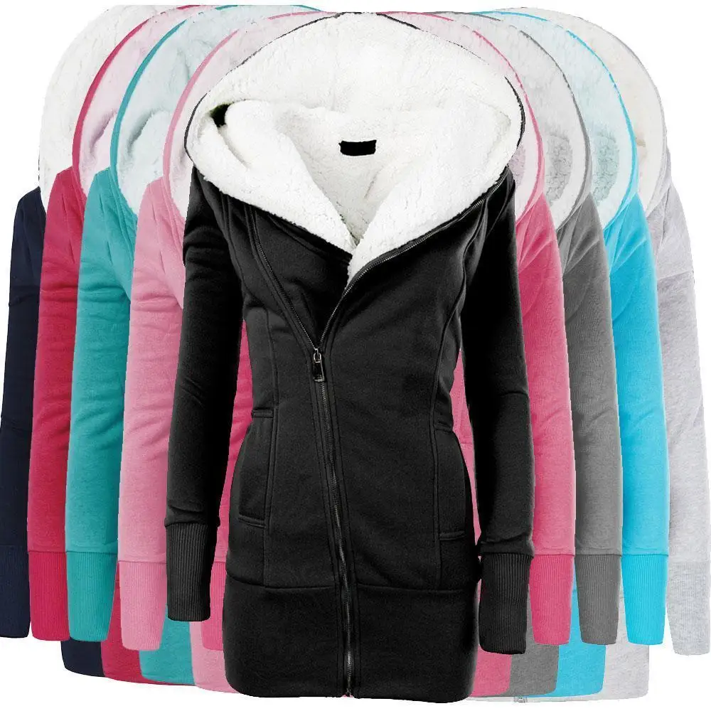 

Vogue Women Coats Winter Lamb Cashmere Overcoat Long Slim Fit Casual Zipper Hooded Parka Female Plus Size Warm Thick Clothes
