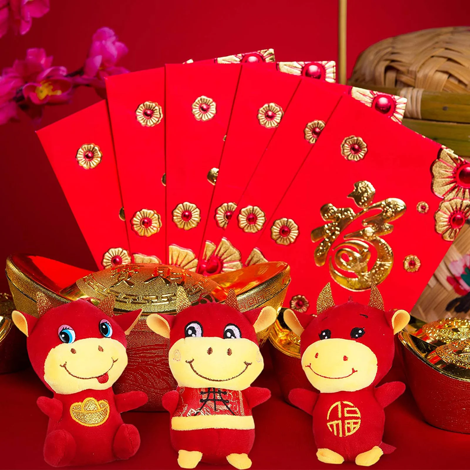 

2021 Chinese New Year Plush Toy Year Of The Ox Mascot Plushie Stuffed Toys Chinese Zodiac Cow Door And Window Decoration Pendant