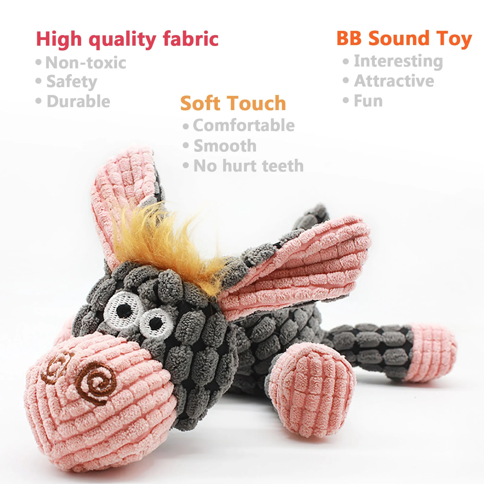 

Dog Plush Squeaky Toy Cute Donkey Bite Resistant Pet Toy Dog Toy Smelly Toy Animal