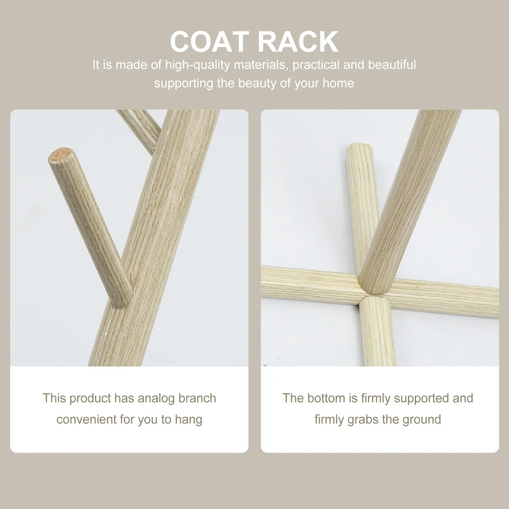 

Wooden Coat Hat Stand Removable Hanger Rack Bags Clothes Organizing Rack