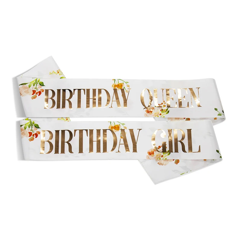 

【New Arrival】Rose Gold Flower Series Birthday Girl and Birthday Queen Selempang Girls' Birthday Party Accessory Decoration Party