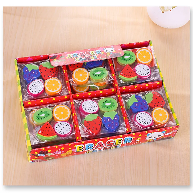 

Campus Cute Fruit Watermelon Pitaya Grape Orange Creative Children's Stationery Pencil Aesthetic School Supplies Kids' Eraser