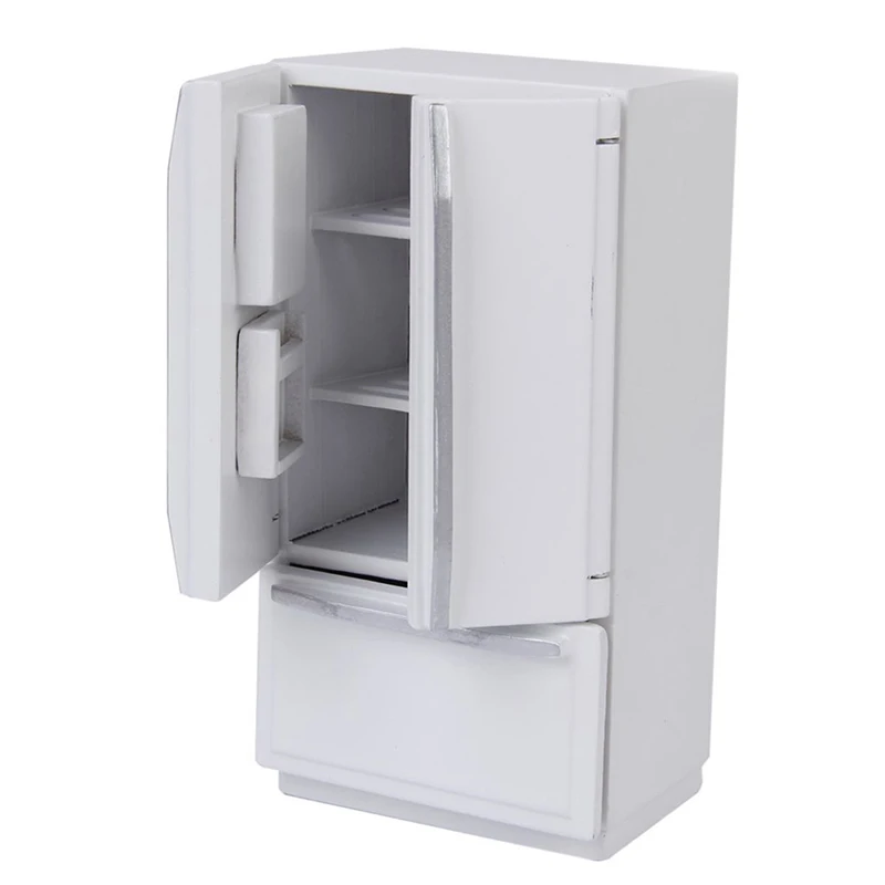 

1:12 Dollhouse Kitchen Miniature Wooden Fridge Refrigerator (White)