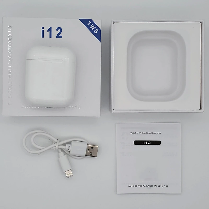i12 TWS I12 Tws беспроводные наушники Bluetooth 5,0, мини наушники с микрофоном, зарядная коробка, Спортивная гарнитура для смартфона - Цвет: i12 TWS