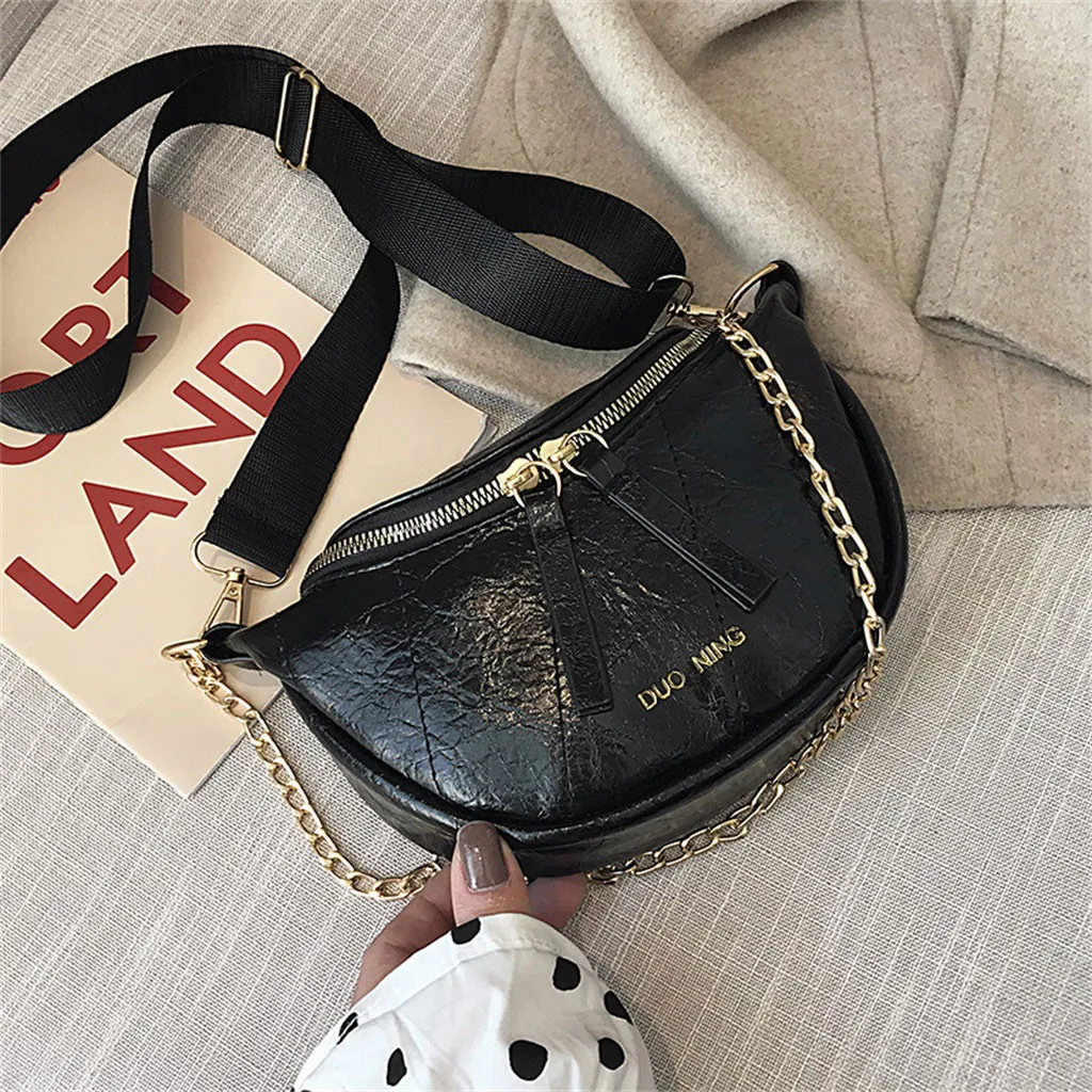 Женская сумка на ремне с двойной молнией модная модный кожаный ремень наплечная