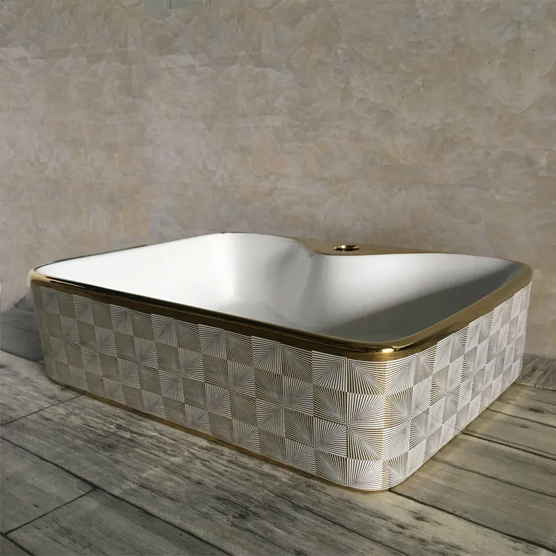 

bathroom accessori golden above counter basin European ceramic washbasin hotel bathroom art basin oval color gold wash basin