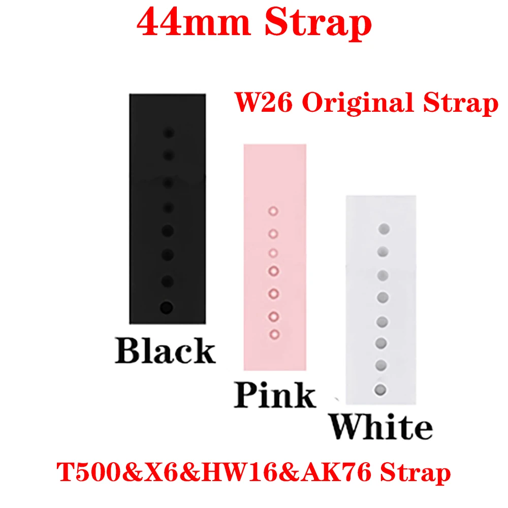 

40mm 44mm Silicone Strap For W26 W46 Smart Watch AK76 Bracelet Band For Apple Watch Series 6 5 IWO T500 HW16 X6 Wristbands Strap