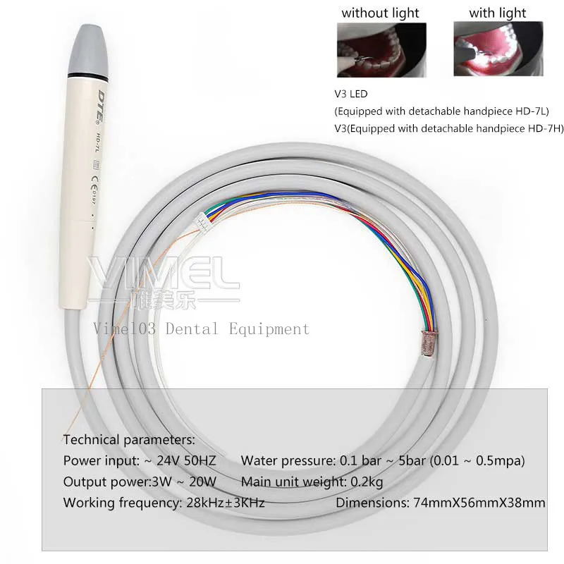 Ультразвуковой скалер Woodpecker DTE Dental V3 со светильник кой встроенный для