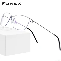 fonex titanium alloy optical glasses men myopia korean eyeglasses frame new women prescription screwless eyewear morten 98624