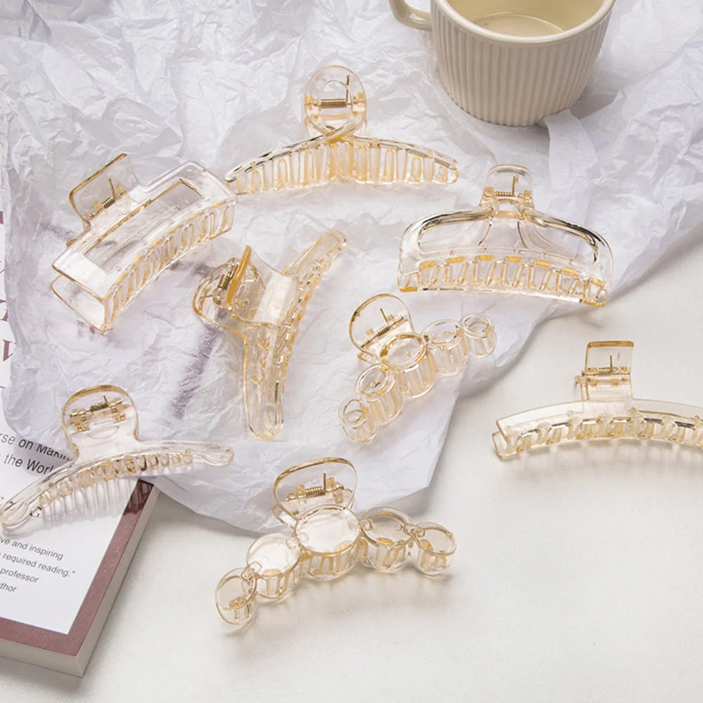 

Retro Transparent Brown Color Hair Claw For Women Girls Simple Grace Hair Clip Makeup Hair Styling Barrettes Hair Accessories