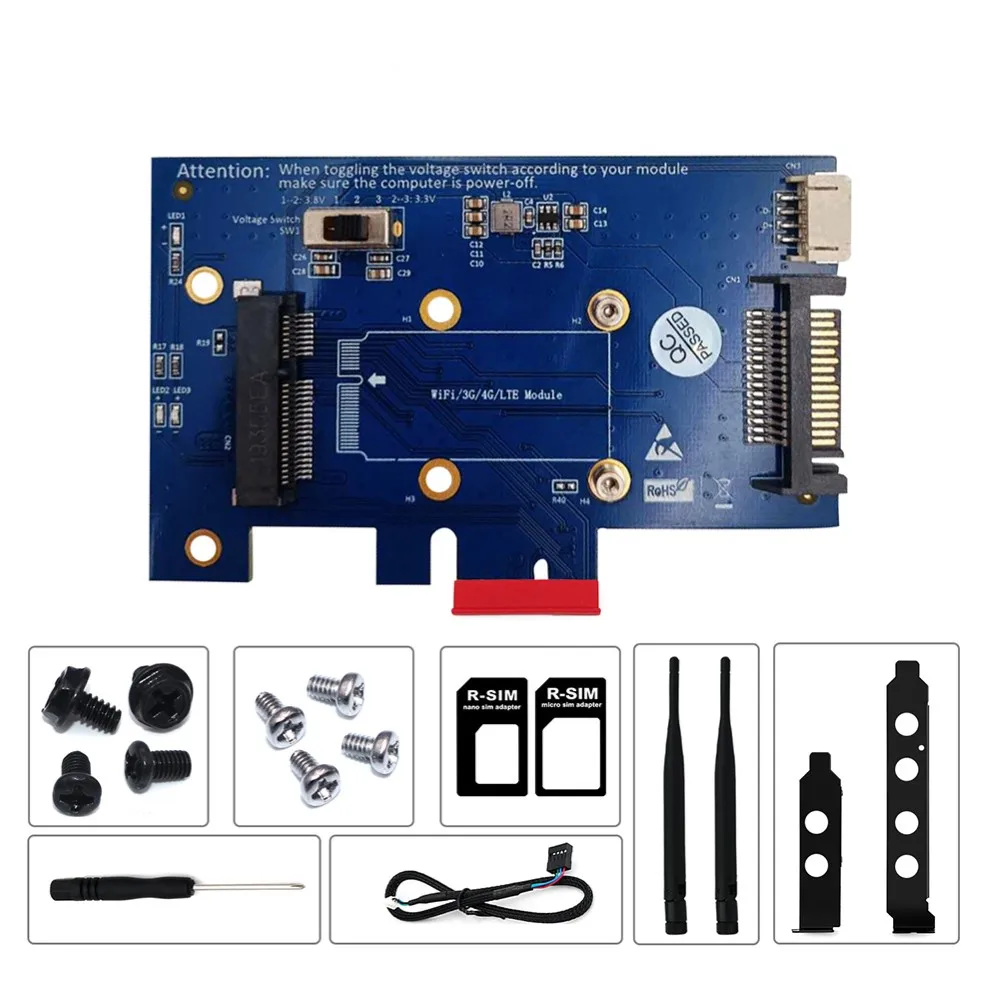 

Мини PCI-E PCI Express к PCI-E 1x адаптеру с слотом для SIM-карты для Wi-Fi и 3G/4G/карта LTE