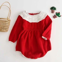 baby girls knitting romper 2021 autumn red girl clothes newborn baby girl clothes fashion knitted romper overalls autumn sweater