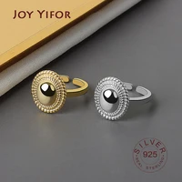 s925 sterling silver rings for women round shape gold color adjustable finger ring fine jewlery anti allergy jewelry accessories