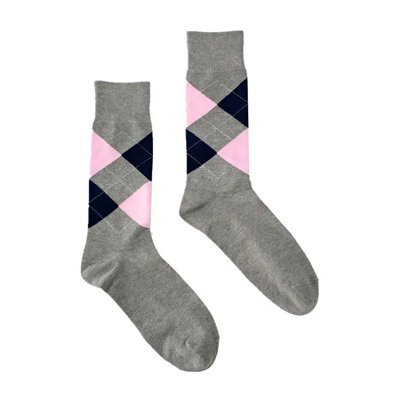 

Мужские повседневные носки счастливого розового цвета с рисунком ромбиками