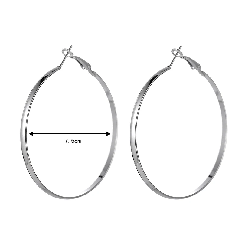 Silver7.5cm Модные женские металлические Золотые круглые серьги для женщин, вечерние Простые Ювелирные изделия, женские большие круглые серебряные серьги-кольца в стиле панк, Brincos - Окраска металла: Silver7.5cm