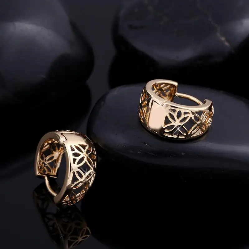 Женские открытые серьги-кольца золотого цвета винтажные металлические