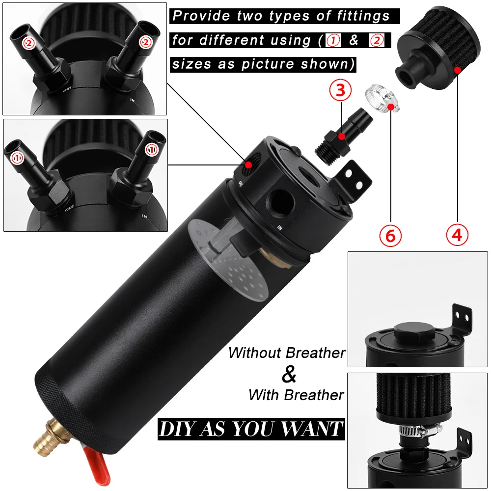 LZONE Универсальный алюминиевый баллон с 2 портами масляный бак фильтром для