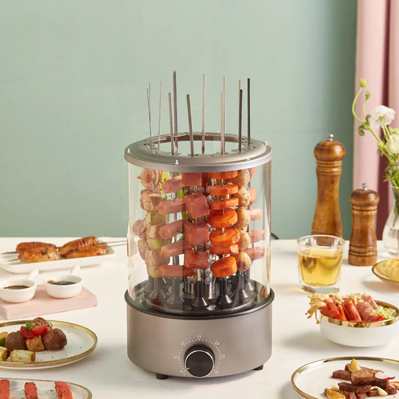 Máquina de Cronometragem Fabricante de Carne Grill Elétrico Churrasco Casa Autorotation Kebab Máquina Pequeno Doner Kabob Smoke-free Fogão