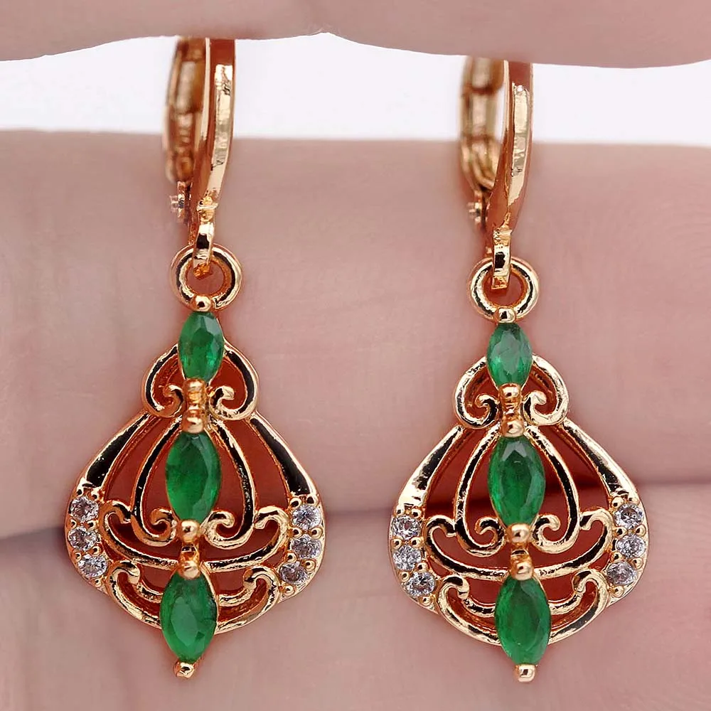 Висячие серьги-подвески для женщин золотистые серьги-капельки с зеленым и