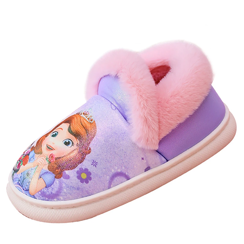 

Детские зимние плюшевые туфли из хлопка, с принтом Софии