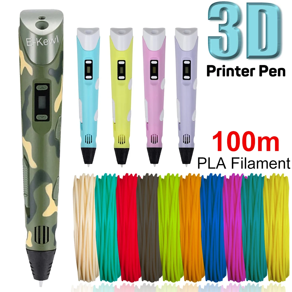 E-kewl 3D Pen PLA Filament 1.75mm Printing DIY Pens Drawing Pencil With LED Screen Birthday Educational Gift For Kids | Компьютеры и