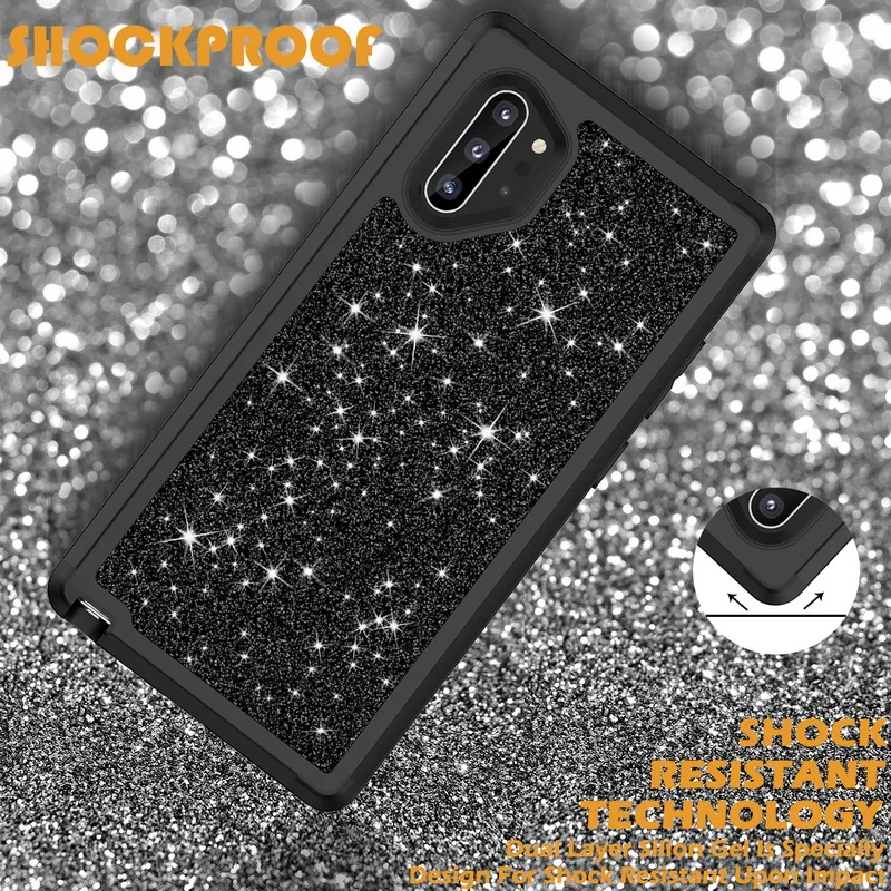 Роскошный блестящий противоударный чехол для телефона samsung Galaxy Note 10 Plus 9 S10 S9 Plus Броня гибридная 3 в 1 жесткий чехол